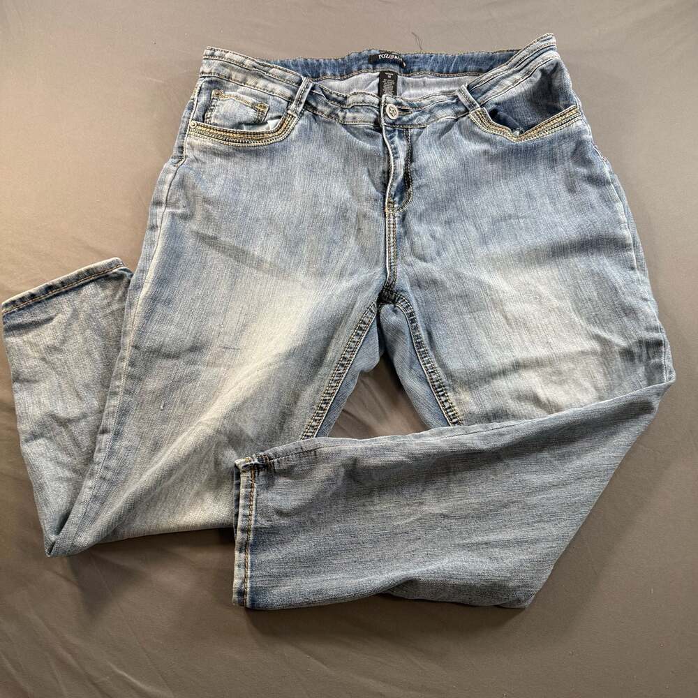 Roz & Ali Embellished Jeans Womens 18 Light Wash Bootcut Plus Size Stretch